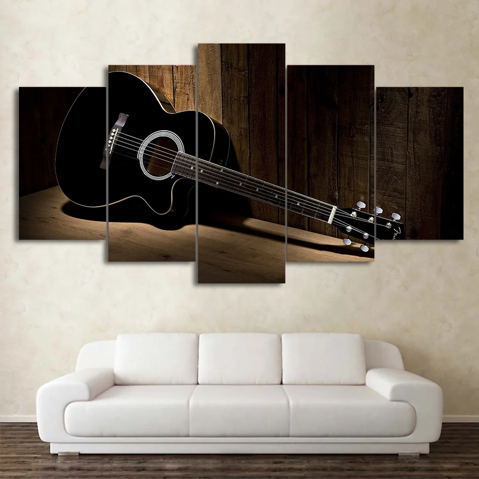 

Modular Poster Wall Art Canvas HD Printed Home Decor Bedroom Frame 5 Pieces Music Guitar Painting Modern Vintage Pictures