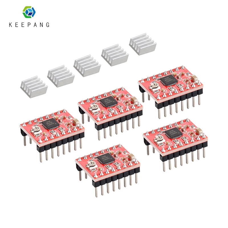 Драйвер шагового двигателя A4988 + радиатор для 3D принтера Reprap красная запчасть 5