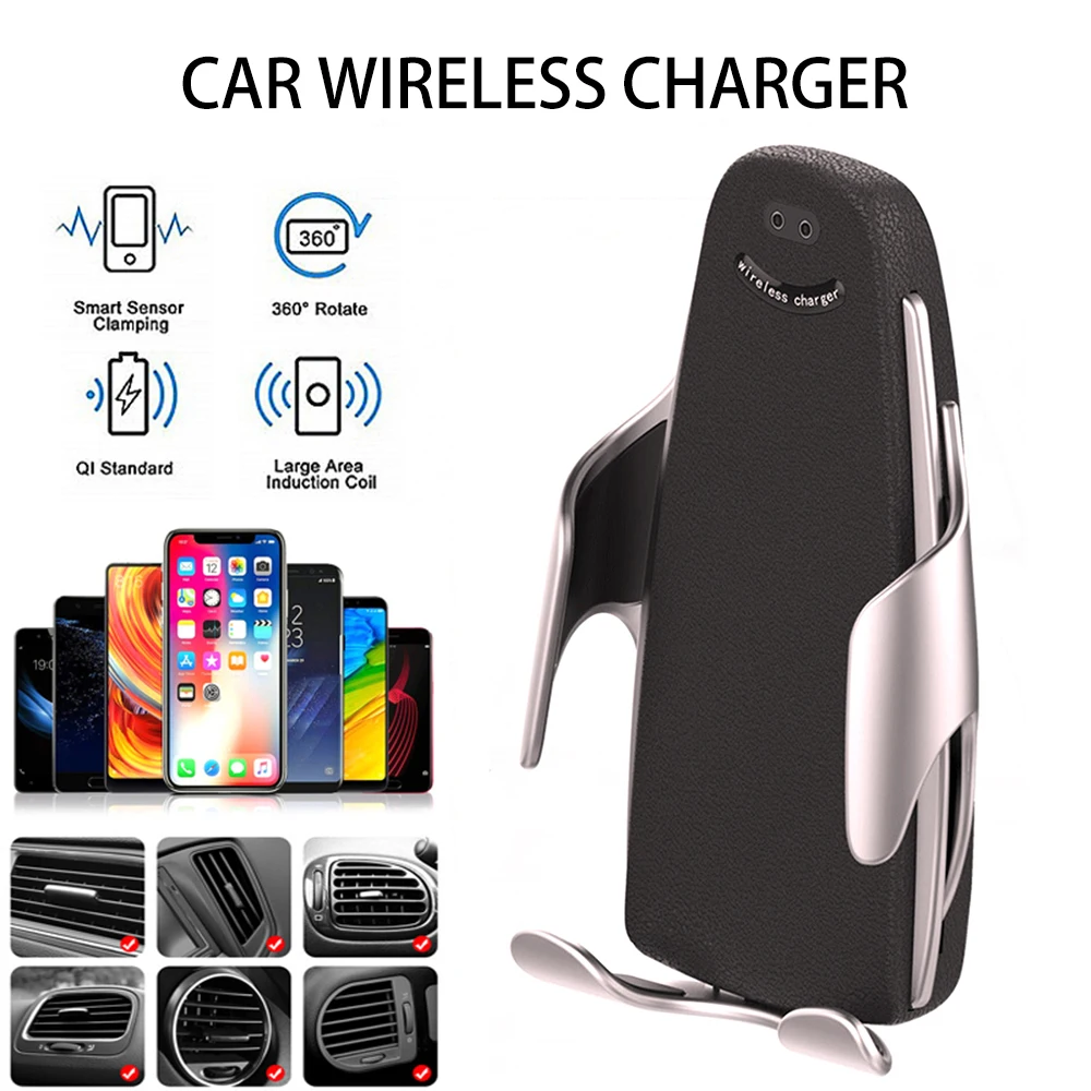 

10W Holder Automatic Clamping Wireless Car Charger S5s Fast Charging Phone Holder for iPhone xr Huawei Samsung Smart Phone