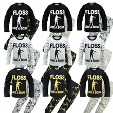 Год, футболка с длинными рукавами с надписью «like a boss»+ штаны, комплект одежды из 2 предметов для мальчиков и девочек