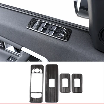 

4Pcs Stainless Steel Black Brushed Inner Door Window Lift Switch Button Frame Trim Kit For Land Rover Discovery Sport 2015-2017