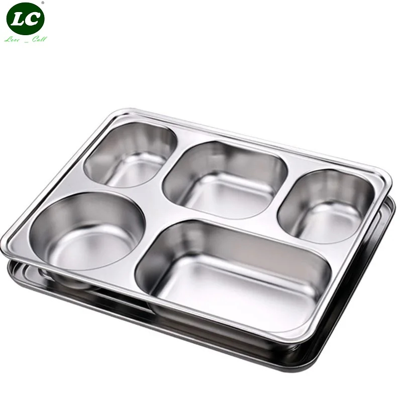 Dinner Plate SUS304 Fast Meal Plate Canteen Dining Plate Adult Student