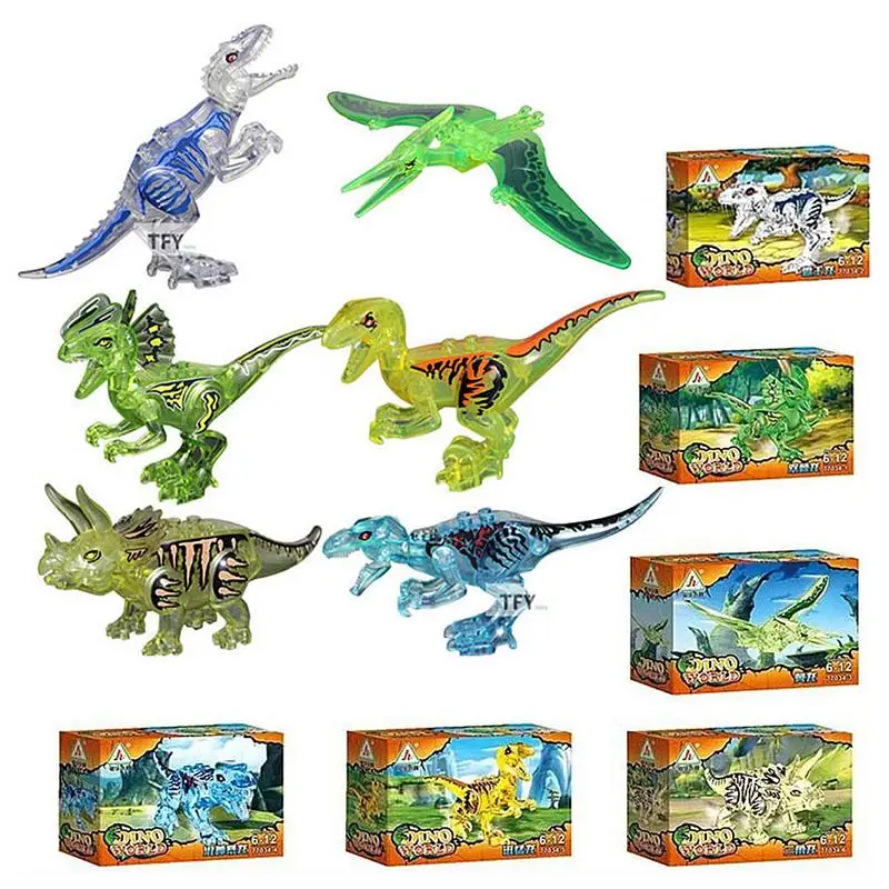 Детские строительные блоки игрушка Хрустальный динозавр модель собранная игрушка 6 типов