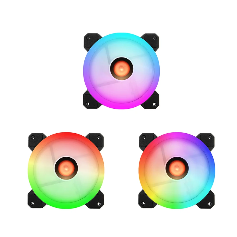  COOLMOON 3pcs Computer Case PC Cooling Fan RGB Adjust LED 120mm Quiet + IR Remote For CPU