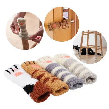 

4Pcs/set Floor Protectors Noise Reducer Furniture Anti-skid Cushion Doorknob Cover Lovely Cat Feet Chair Leg Table Foot Covers