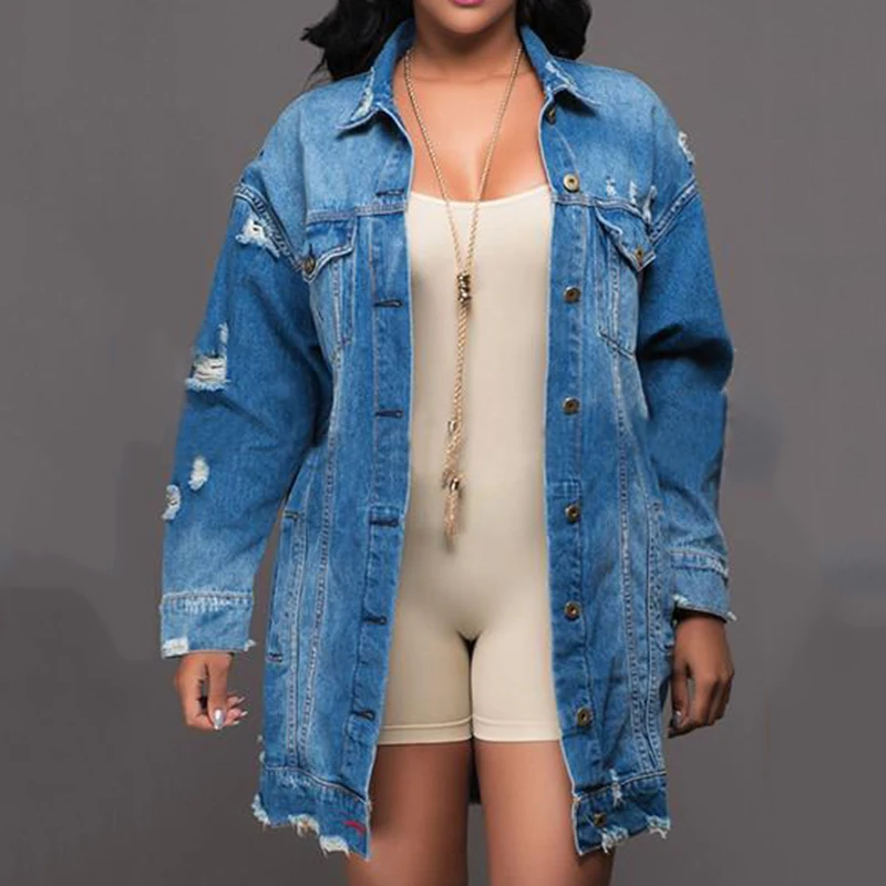 Finest  Women Denim Jeans Buttons Down Long Sleeve Coat Jacket Cardigan Kaftan Tops New