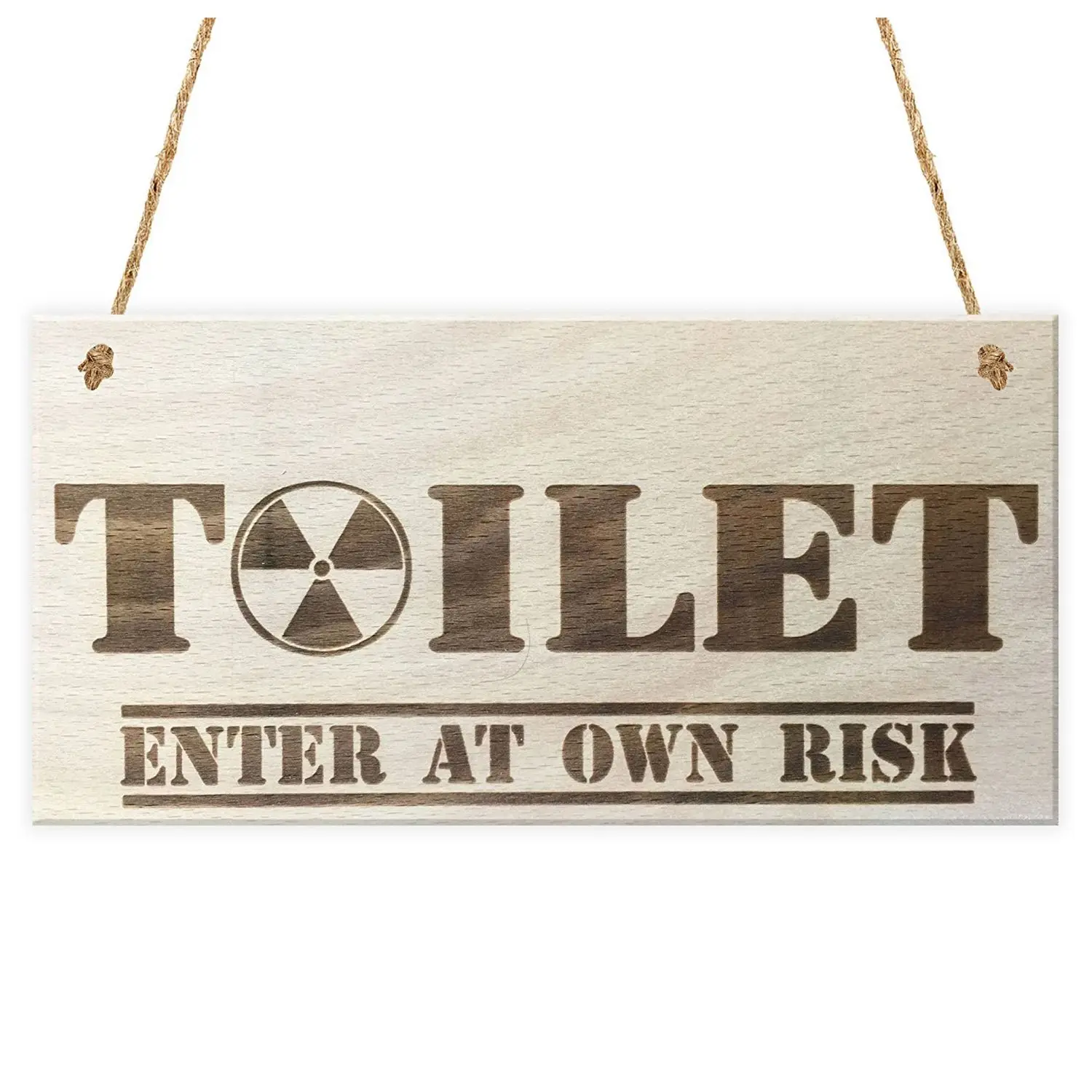 

CNIM Hot Toilet Enter At Own Risk Novelty Wooden Hanging Plaque Bathroom Door Sign