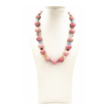 

LiiJi Unique Natural 18mm Rhodonite Agates Crystal Multi Color Beads Fashion Necklace with Shell Clasp Approx 53cm