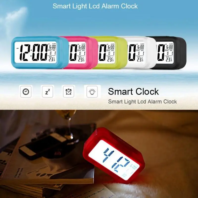 

Home Smart Temperature Alarm Clock Rectangle Mute Backlight Electronic Digital Gift Home Office Living Room Decoration Supplier