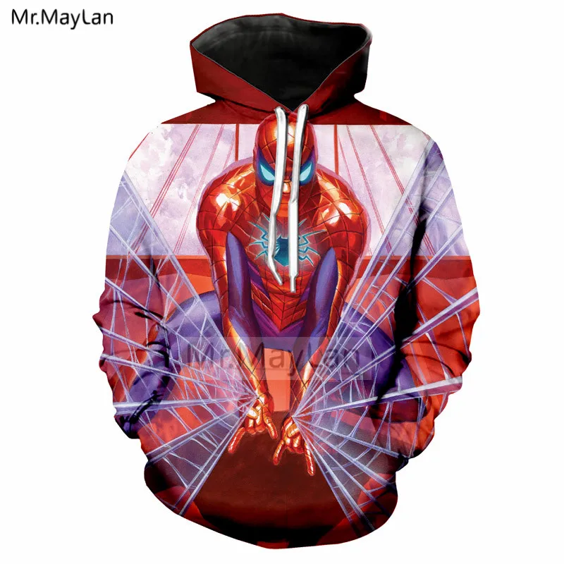 

Hipster 3D Printed Cartoon Spider Man: Into the Spider Verse Hoodie Men/women Streetwear Hat Sweatshirt Boys Long Sleeve Clothes