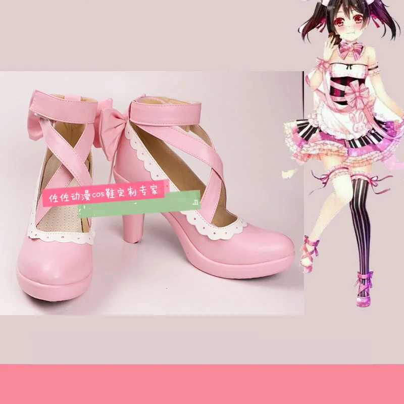 

Japanese Anime Love Live Yazawa Nico Cosplay Shoes Comic Con Nico Pink Lolita High Heel Shoes any size
