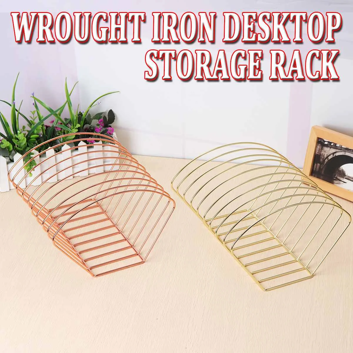 

Round Simple Iron Desktop Storage Rack Shelf File Magazine Storage Box Office Rack Stationery Organizer 9 Grid Bookends