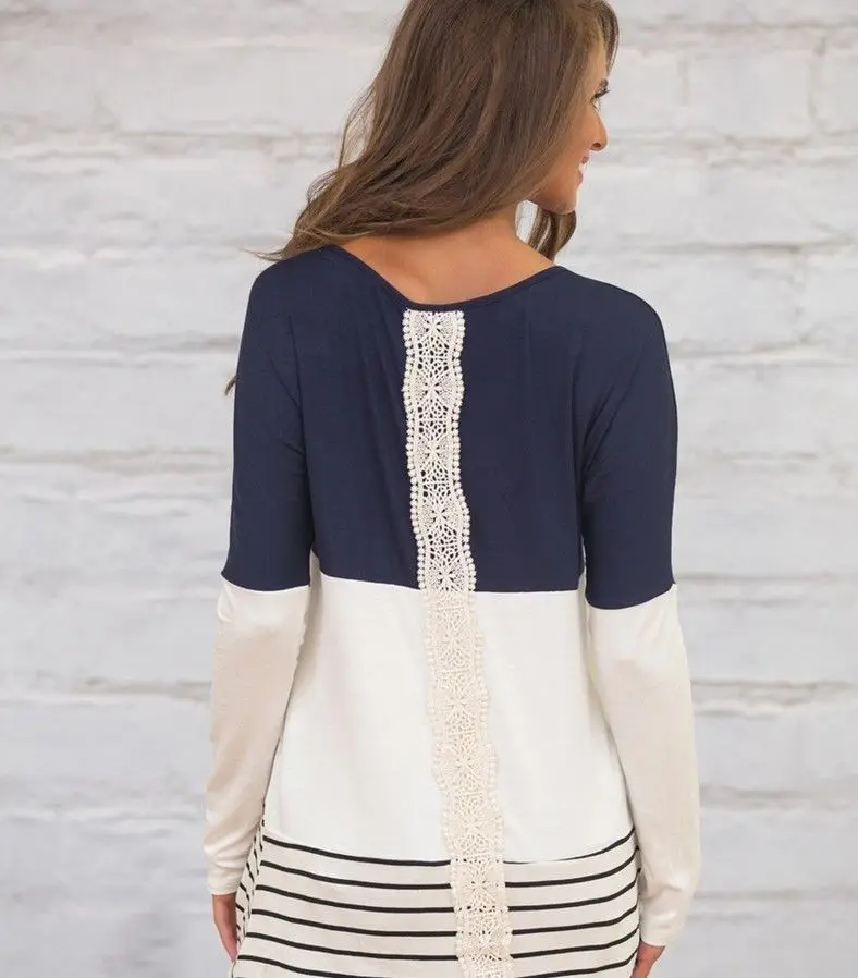 

Spring Autumn New Fashion Women Ladies Long Sleeve Loose Casual Patchwork T-Shirt Casual Womens Cotton Loose Tops T-Shirts