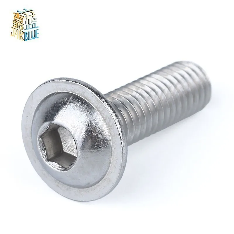 

5Pcs M8 M10 304 Stainless Steel Half Round button Flange Head with Washer Inner Hex Socket allen Screws Bolt