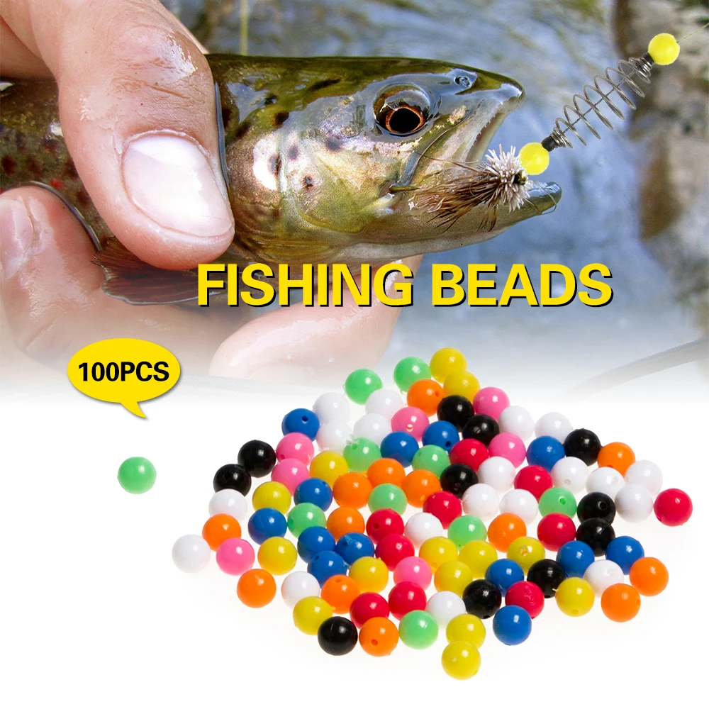 

100pcs Fishing Rigging Plastic Beads Round Colorful Fishing Beads Multiple Colors Mixed Fishing Lures Tackle Accessories