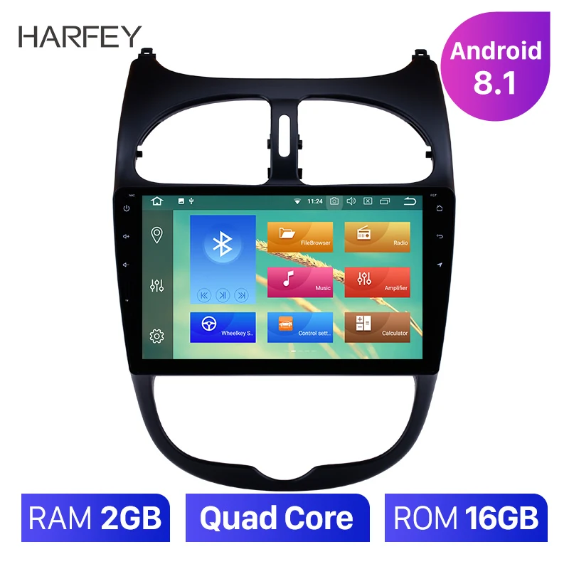 

Harfey 9" Android 8.1/8.0 GPS Car Radio For 2000-2016 PEUGEOT 206 Head Unit Multimedia Player Support Rear Camera Bluetooth