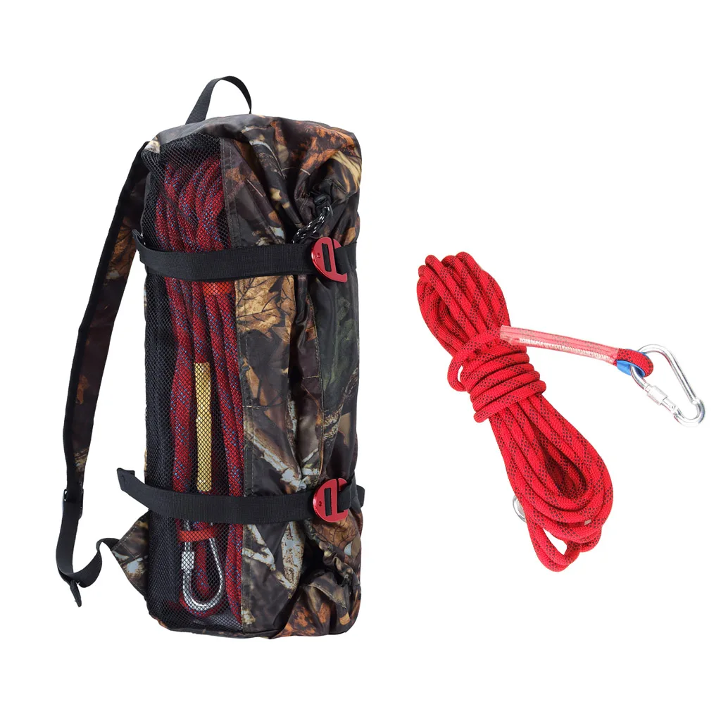 

0.47'' 32.8ft Red Safety Outdoor Climbing Rescue Rope Cord + Camouflage Rope Storage Bag Case