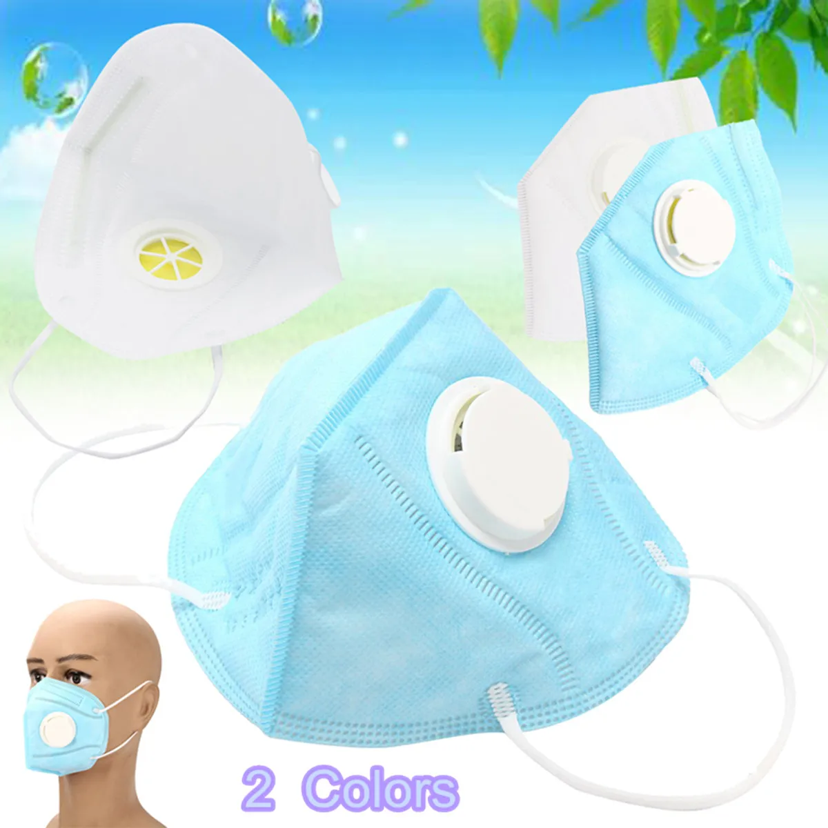 

2pcs Anti-fog Work Dust Masks Valved FFP3 Respirator Face Safety Breathing Equip Folding Nonwoven Fabric Winter Thickening Masks