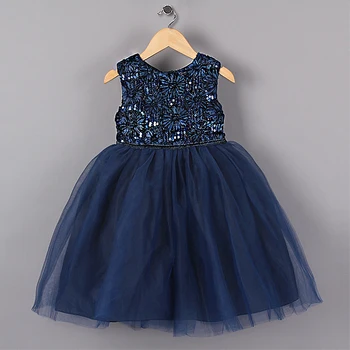 New Blue Princess Girl Party Dresses Flower Sequined Tutu style Wedding Dress for Christmas girls clothes 3-7 years hot sell christmas blue nativity dress boutqiue baby girl hot style dresses