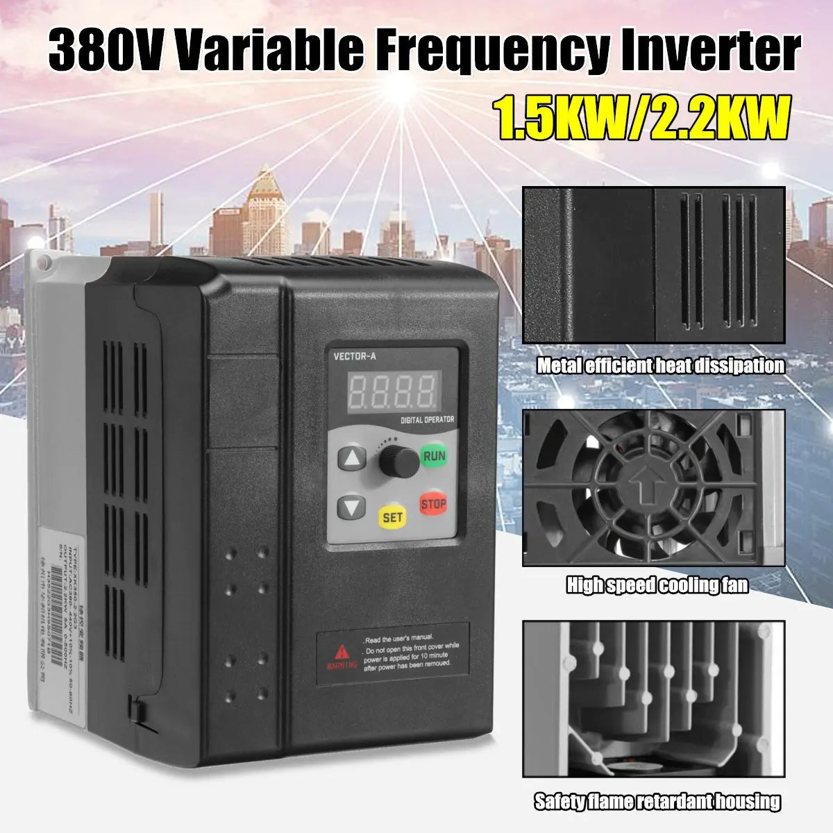 

CNC Spindle motor speed control 380V 1.5/2.2KW VFD Variable Frequency Drive VFD 3HP Input 3HP frequency inverter for spindle