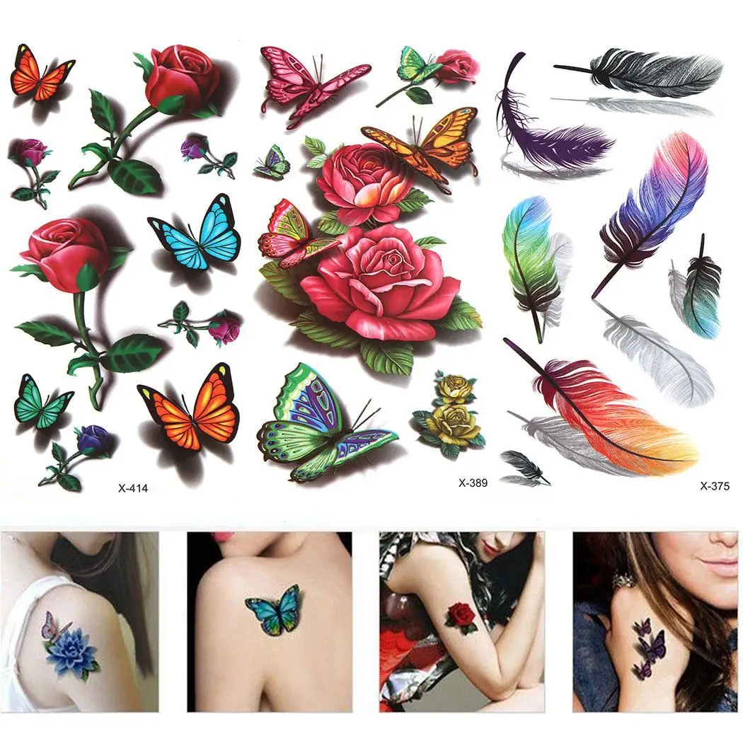 

New Teens Guys Men Women Waterproof Tattoo Stickers 15 Colors for Arms As the picture shown Shoulders Chest
