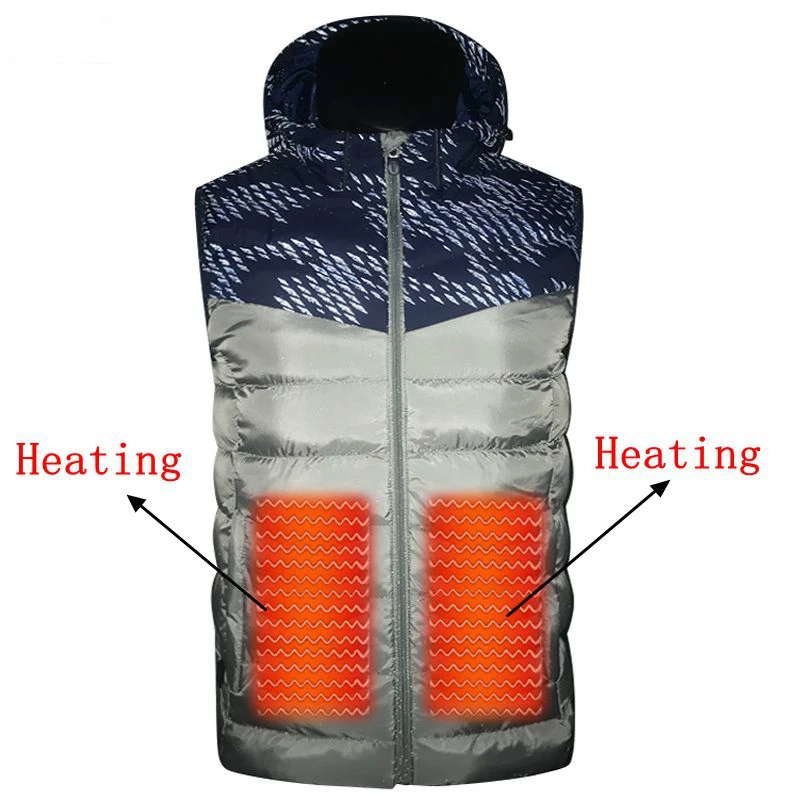 

Men Winter Outwear USB Infrared Smart Heating Vest Jacket Electric Thermal warm Inside Coat Hiking Vest Heating Down Jacket