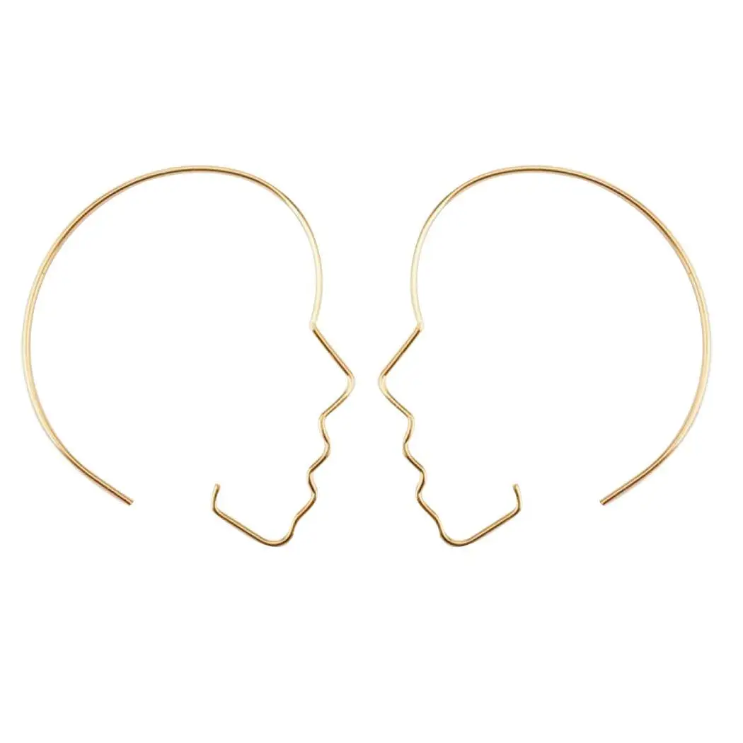 

Silver Everyday Earrings Shape Face Ear Black Hollowed-out Wedding Party Hoop Rings Gold Fashion Outline Women