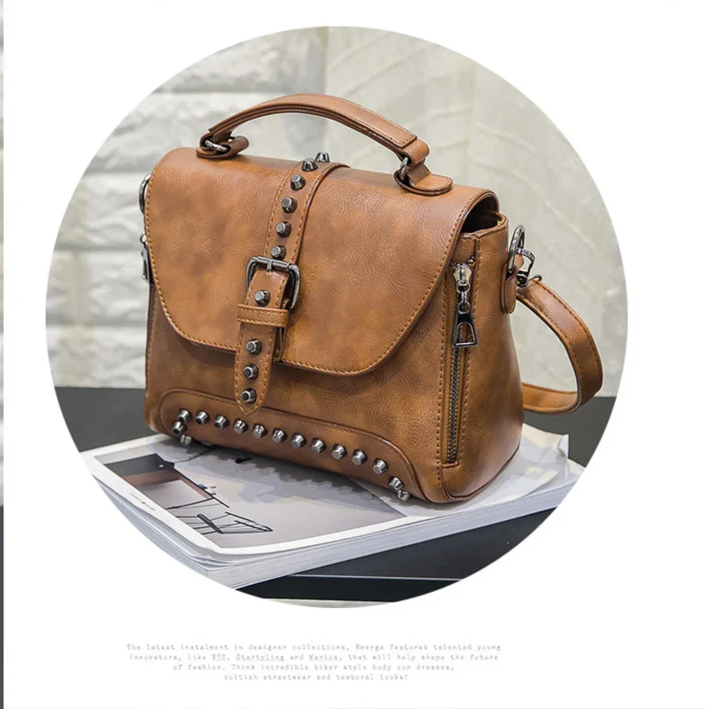 

PU Bag Woman 2019 Woman Package Rivet Ma'am Handbag Single Shoulder Bag Satchel Woman Package
