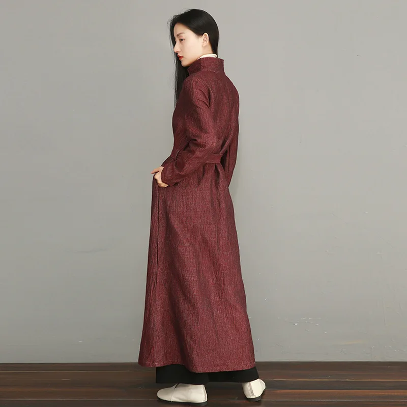 NINI WONDERLAND,, весенний тонкий Тренч, женское одноцветное модное длинное пальто, женская льняная хлопковая верхняя одежда на осень с поясом