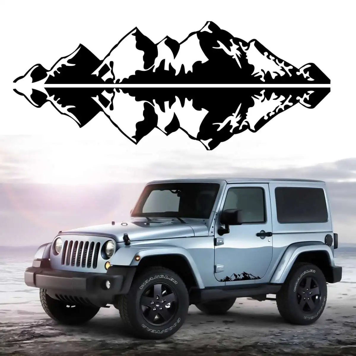 1Pair Universal Car Mountain Range Sticker Vinyl Decals Sticker For