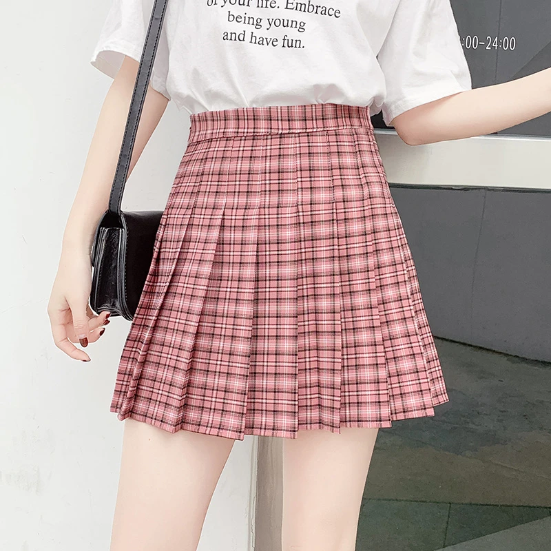 

Kawaii Women Pleated Skirt Plaid Harajuku A-Line Mini High Waist Skirt Chic Plaid Pleated A-Line Summer Fashion Female Skirt