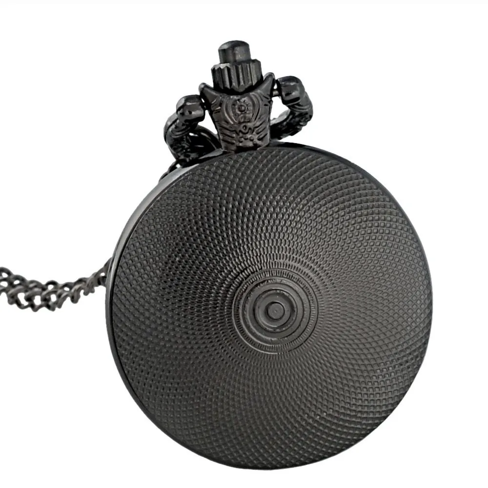 Vintage Charm Black Unisex Fashion Number Quartz Steampunk Pocket Watch Women Man Necklace Pendant With Chain 3