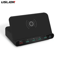 USLION 60 Вт Qi Беспроводное зарядное устройство для Iphone X XS MAX Мульти USB Cargador Movil Quick Charge 3,0 быстрое зарядное устройство для samsung S10 S9 S8