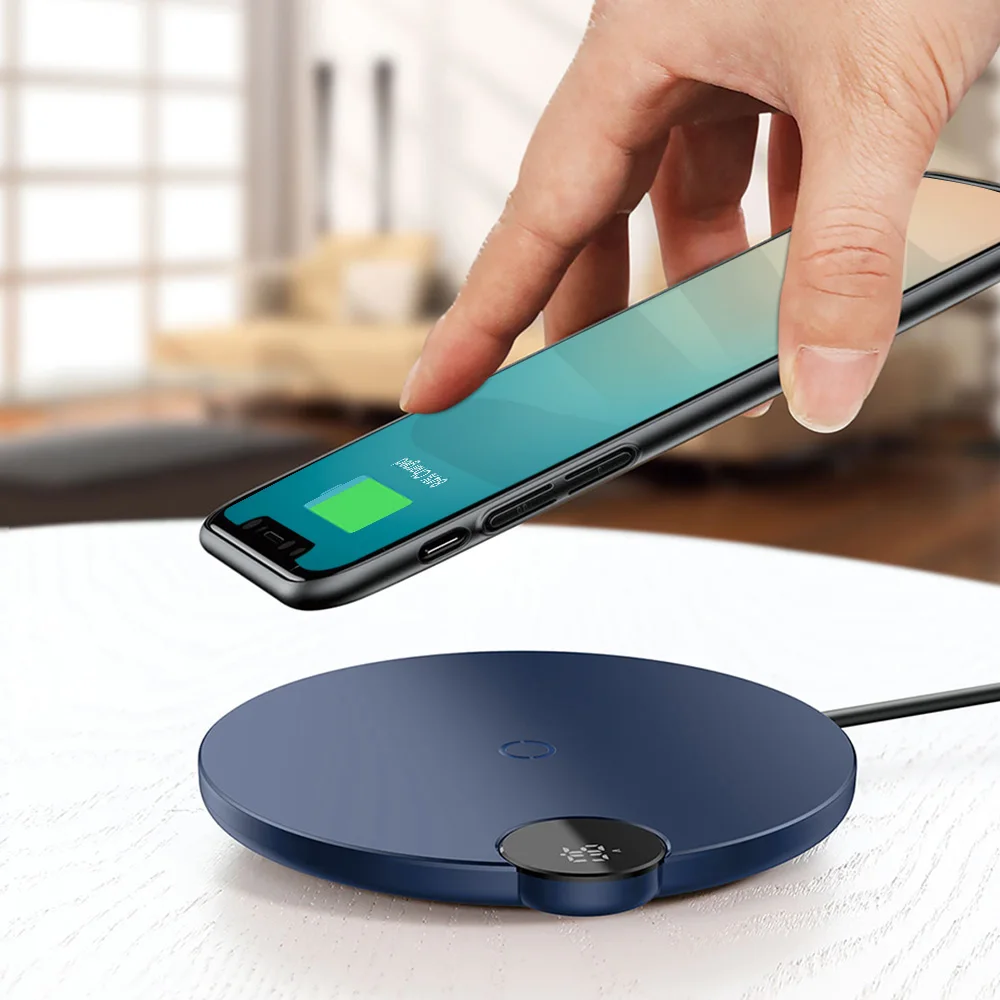 

Baseus Digital LED Display Wireless Charging Pad Fast Charger Phone Charge Pads 2A Max Output for Qi Phone Iphone 8 PLUS X XR XS