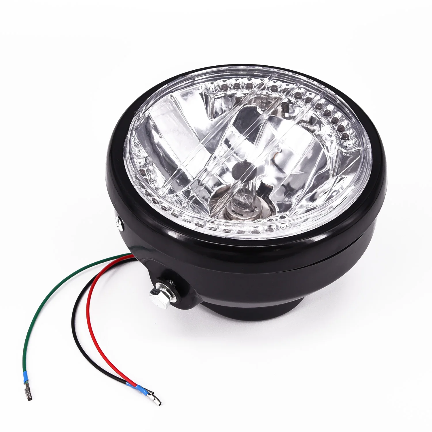 

2 in 1 7" Black Motorcycle Headlight Amber Turn Signal LED Indicators high quality suitable For Harley Cafe Racer