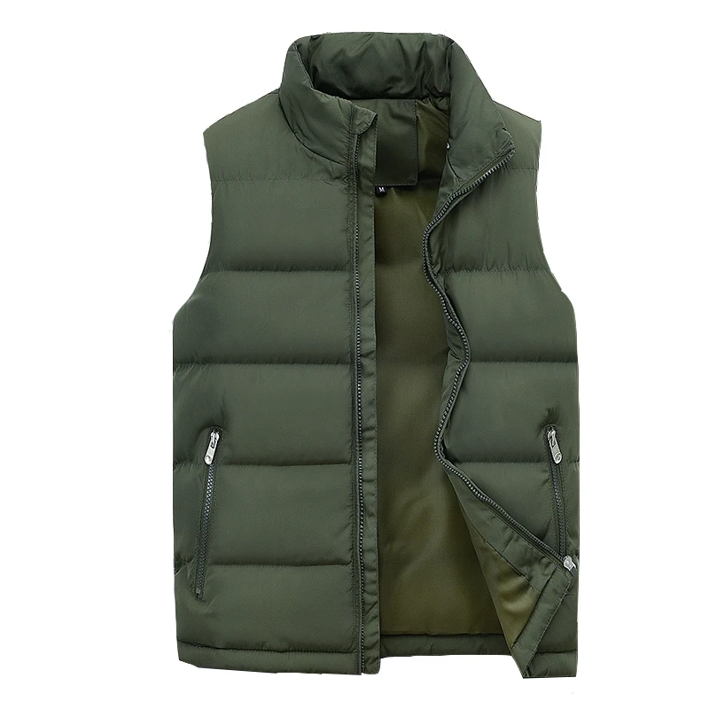 

Men Puffer Vest Male Winter Keep Warm Outwear Zipper Padded Vests Jacket CoatSoft cotton-stuffed coat Clothes Warmer