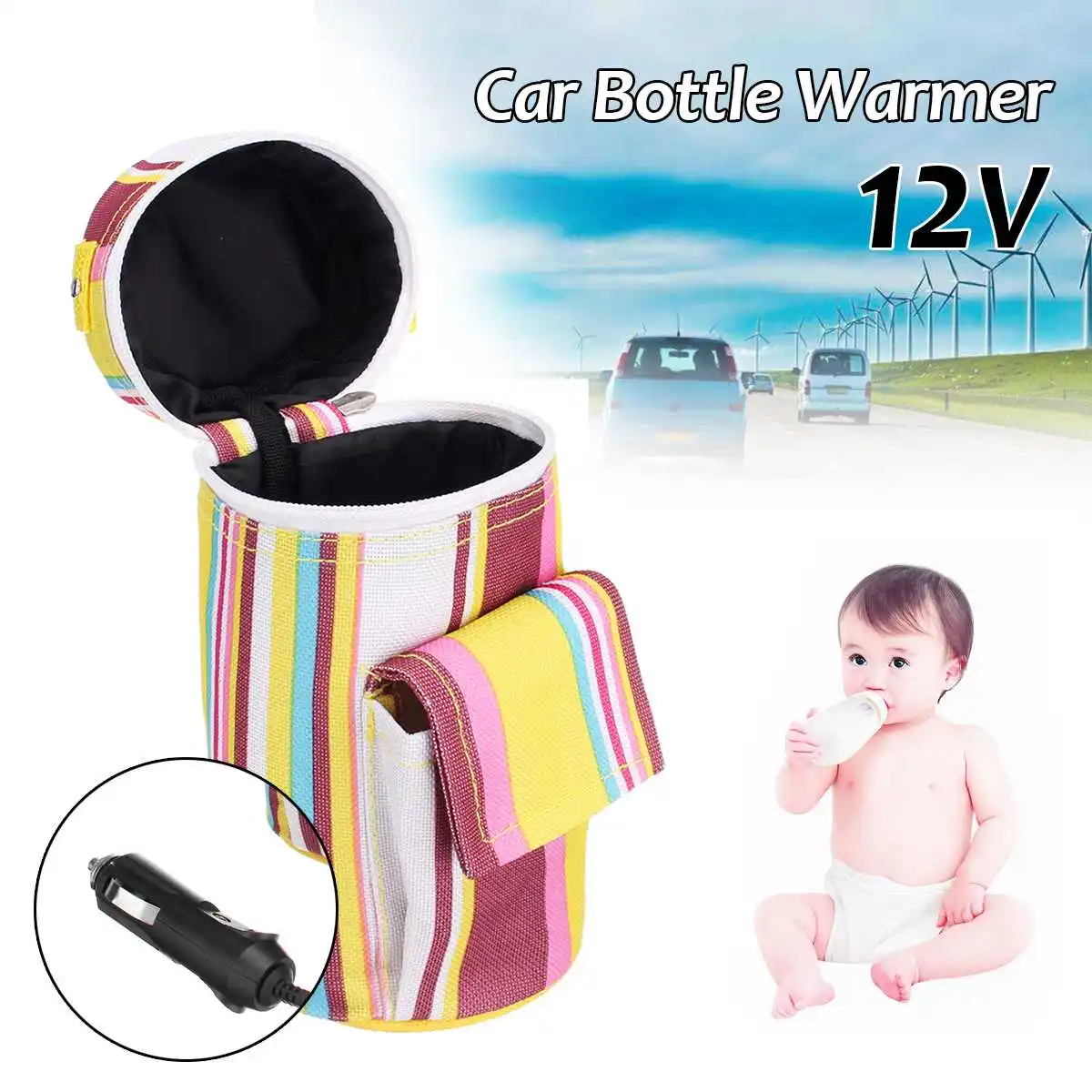 

12V Portable Car Household Baby Kid Bottle Warmer Milk Food Heater Cover Travel Feeding Outdoor Water Heating Cup Warmer Heater
