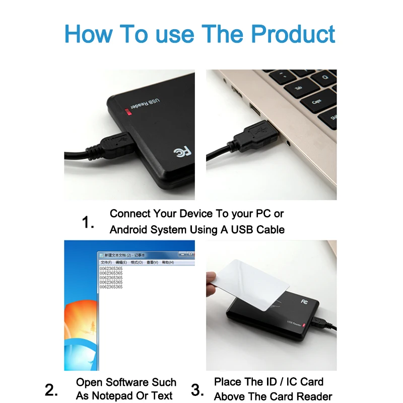 Считыватель RFID 125 кГц EM4100 USB ID бесконтактная чувствительность карта управления