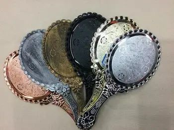 

new 200pcs HD Handle Makeup Mirror Korean Retro Pattern Beauty Makeup Mirror European Mirror Princess Hand fashion