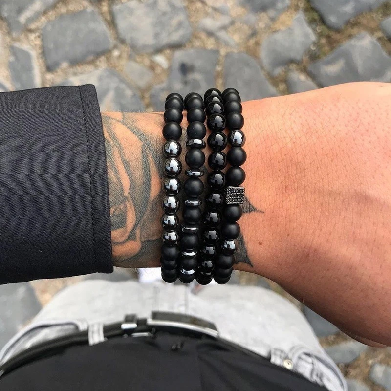 Pulsera con de lujo para hombre y mujer, brazalete con cuentas de piedra Natural hecho mano, a la moda|Pulseras de amuleto| - AliExpress