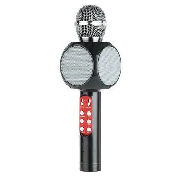 

Wireless Bluetooth Ktv Speaker Mini Home Mic Microphone Fashion Flash Led Light Handheld Microphone For Mobile Phone Music Play