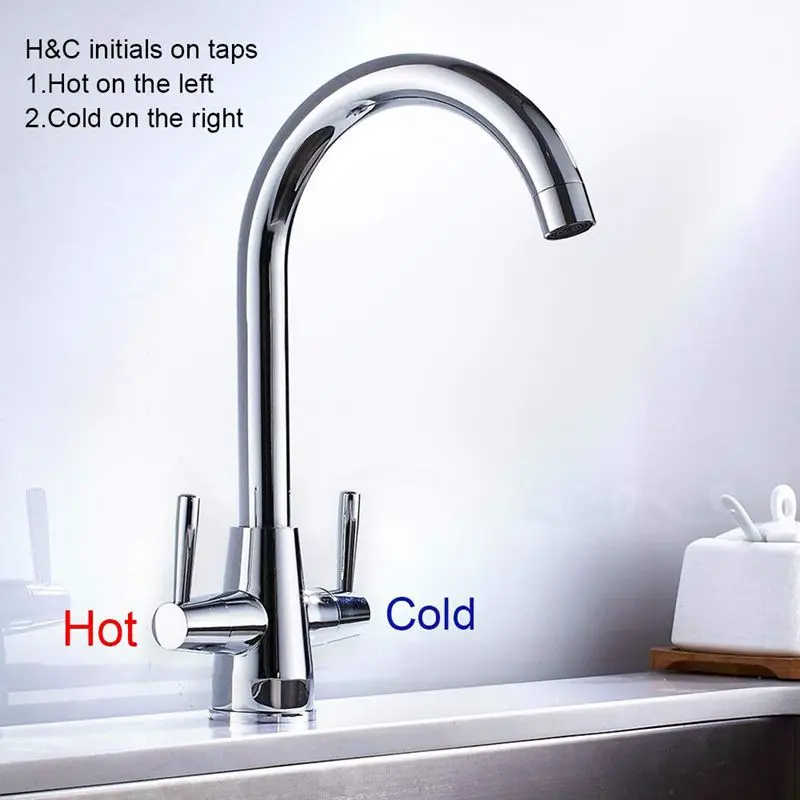 Kitchen Sink Taps Double Lever Single Spout Cold And Hot 360 Degrees Swivel Range Kitchen Faucet Kitchen Sink Taps Double Lever Single Spout Cold And Hot 360 Degrees Swivel Range Kitchen Faucet
