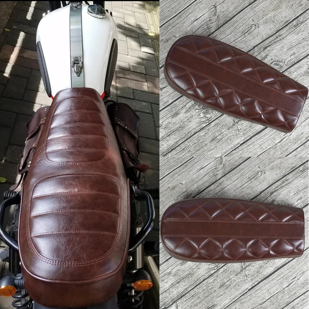 

Mayitr 1pc Motorcycle Diamond Vintage Cafe Racer Seat Durable Retro Saddle For 53cm CG125 Flat Brat Styling Moto