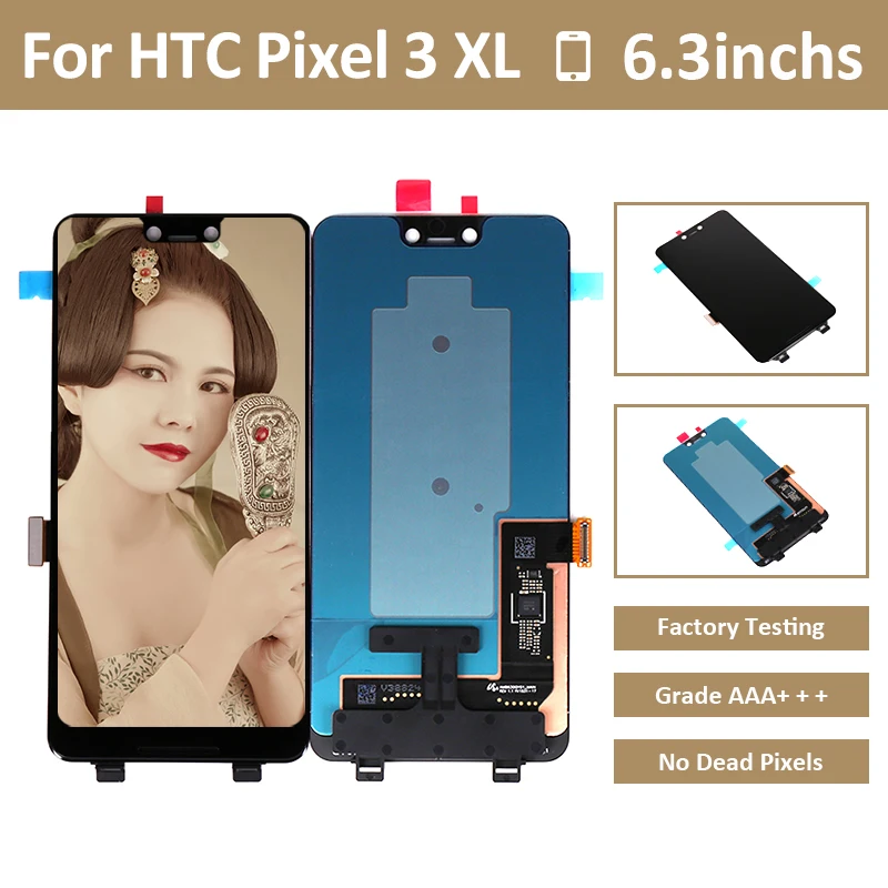 

for HTC Google Pixel 3 XL LCD Display With Touch Screen Assembly for HTC Pixel 3 XL Display Repair 6.3 inch Free Shipping