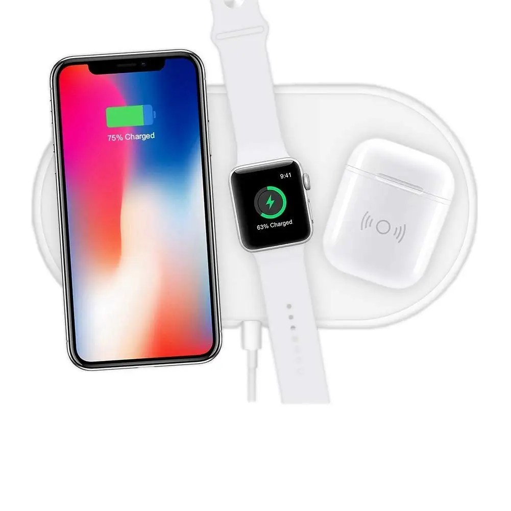 

3 in 1 Qi Wireless Charger Pad Holder for IWatch iPhone Airpods Wireless Charger for IphoneX 8/8Plus/ Samsung S9/S8/Plus