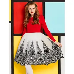 Женское винтажное платье бальное платье Весна с длинным рукавом мода белая сетка вышивка для девочек элегантные вечерние красные милые