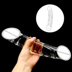 Игрушки для взрослых Имитация Большой двойной головки пениса Экстра большой серии Кристалл стекло имитация пениса женский секс-игрушки