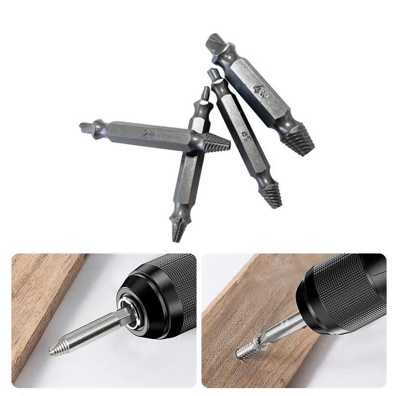 

4Pcs Threading Tool Damaged Bolt Nut Remover Screwdriver Stud Extractor Socket Broken Screw Removal Kit Black Head Nuts