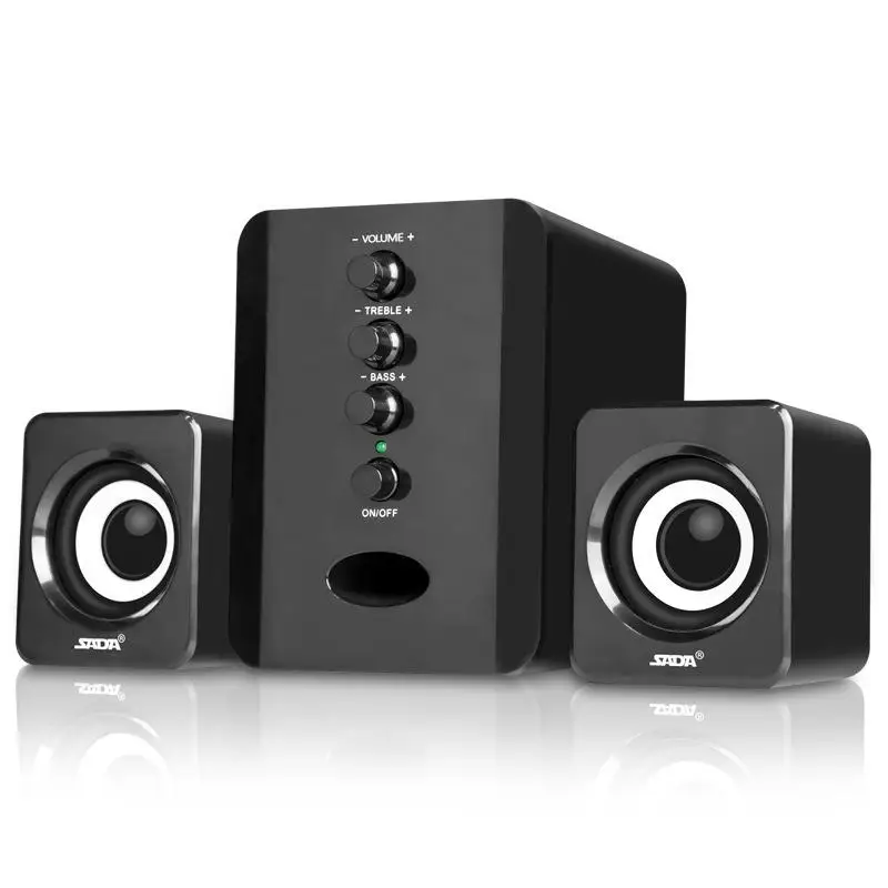 

SADA D202 Full Range 3D Stereo Subwoofer 2.1 Small PC Speaker Portable Bass Music DJ USB Computer Speakers for Laptop Phone TV