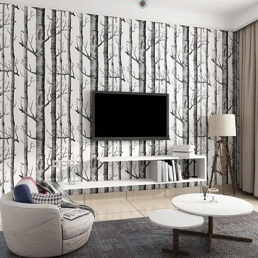 

Nordic Black White Tree Wallpaper Murals 3d Forest Living Room Wall Paper Roll Home Decoration Nature Wallpapers Mural Ez138